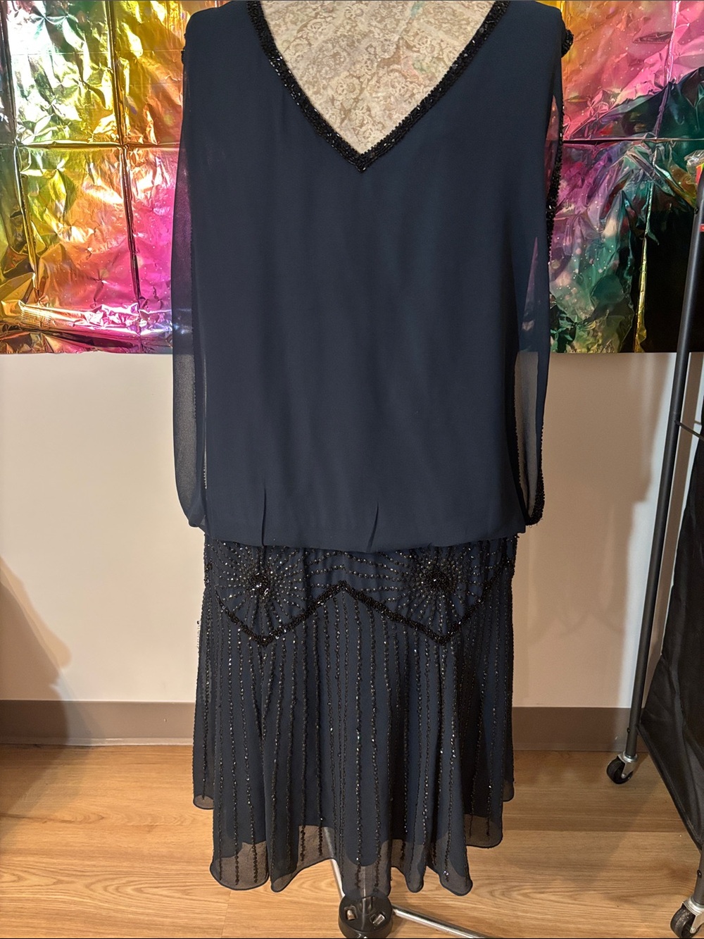 J Kara Navy Beaded Evening Dress - Picture 8 of 10